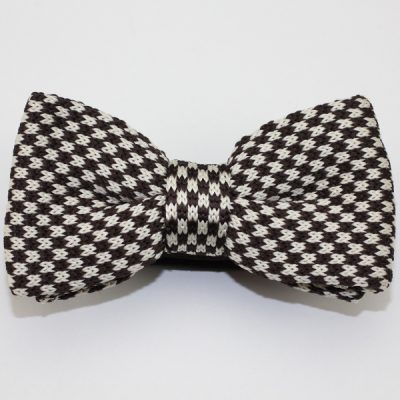 Kruwear knitted Herringbone Knit Black White Bow Tie Bowtie