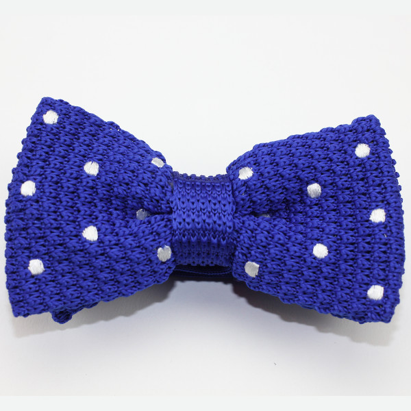 Kruwear Knitted royal blue Polka Dots Men’s Bow Tie