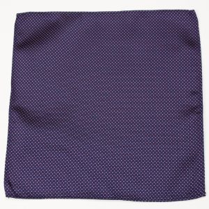 100% silk blue pocket square with red dots