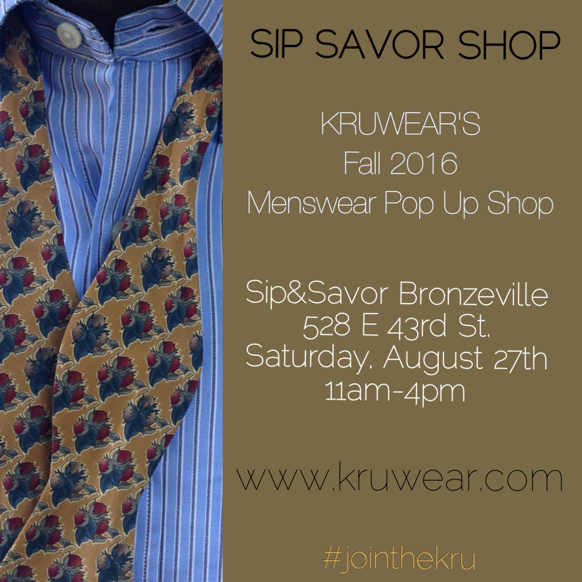 Kruwear to host pop-up at Sip and Savor - Bronzeville.