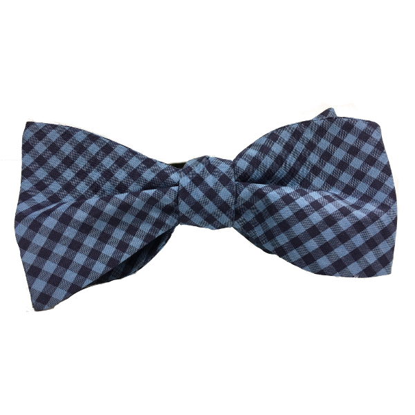 Assembly Language is a self-tied silk gingham bow tie by Kruwear