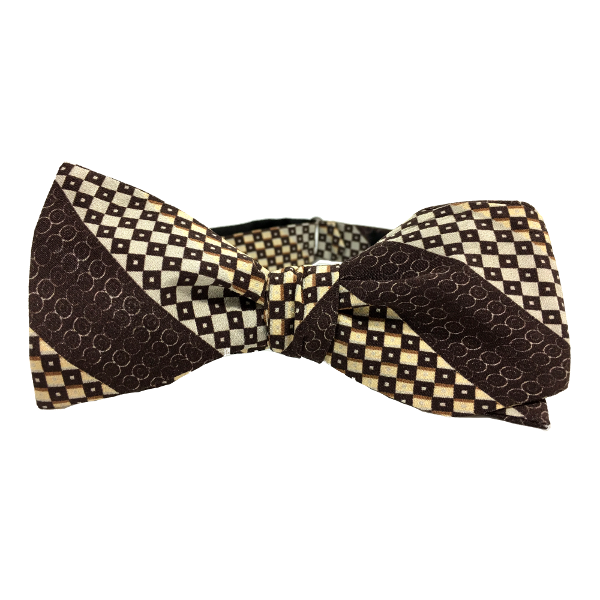 Pascal is a mocha brown stripe 100% silk adjustable self-tied bow tie from Kruwear's Programming Language Collection.