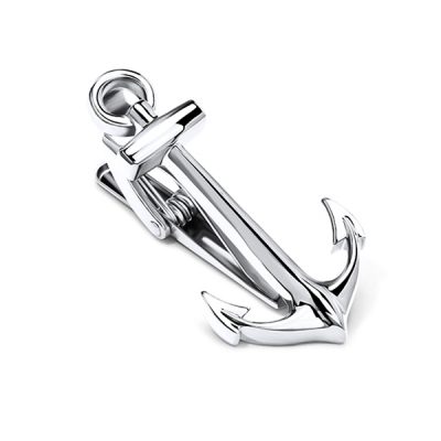 Silver Anchor Tie Bar Tie Clip