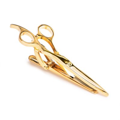 Barber Shears Scissor Gold Tie Bar Tie Clip