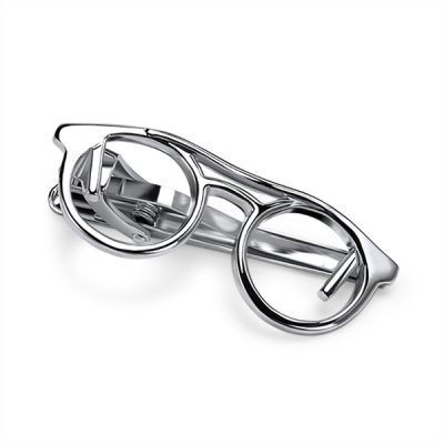 Glasses Silver Tie Bar Tie Clip