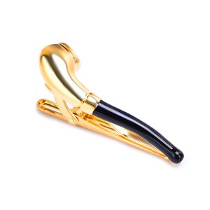 Pipe Black-Gold Tie Bar Tie Clip