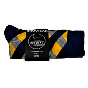 Greenish-blue, black, gold & grey argyle men's dress socks