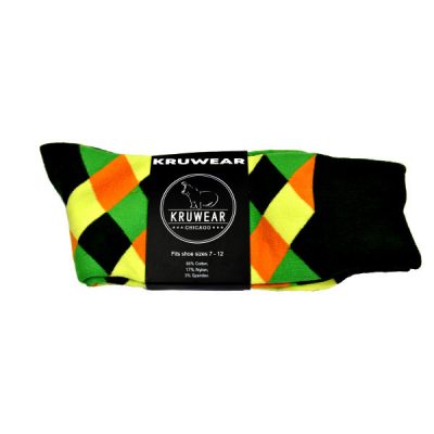 Pumpkin Green Yellow Blue Argyle socks