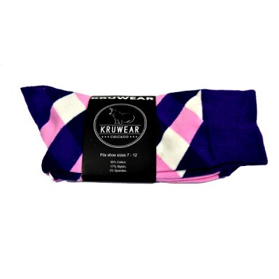 Purple Pink White & Blue Argyle Men's Sock