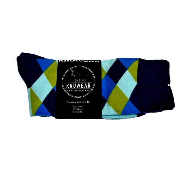 Tea, Mustard & Blue Men's Argyle Dress Socks