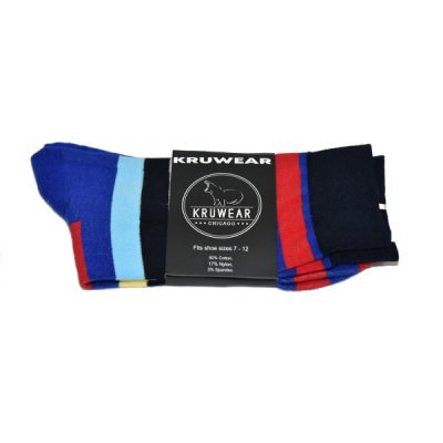 Blue Red Yellow Black and White dress sock