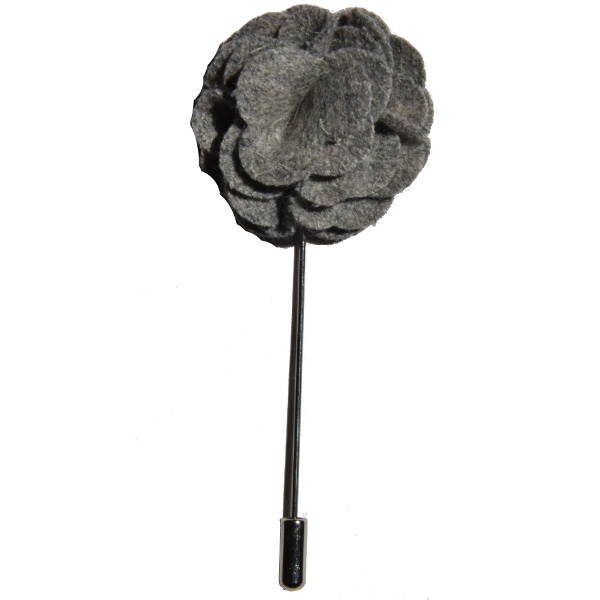 Grey Rose Lapel Flower Pin