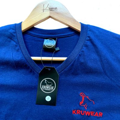 kruwear blue embroidered v-neck