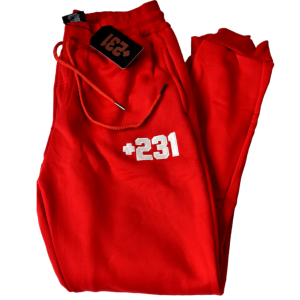 +231 embroidered red sweatpants