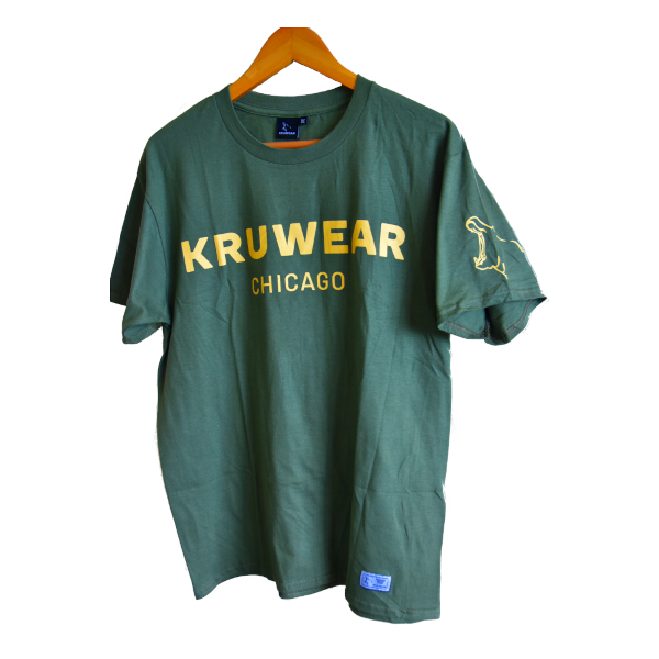 Kruwear Men's Classic-Fit Logo Army-Olive Green Jersey T-Shirt